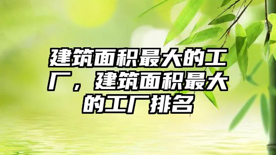 建筑面積最大的工廠，建筑面積最大的工廠排名