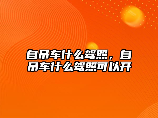 自吊車什么駕照，自吊車什么駕照可以開